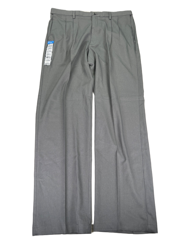 Haggar Men's Gray Cool 18 Pro Shirt Gripper Classic Fit Dress Pants - 38x34