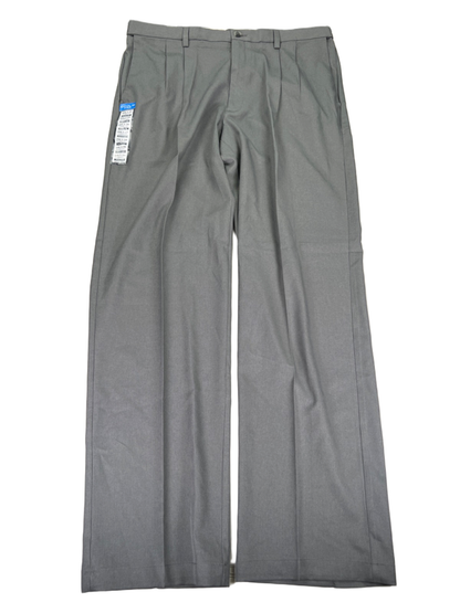 Haggar Men's Gray Cool 18 Pro Shirt Gripper Classic Fit Dress Pants - 38x34