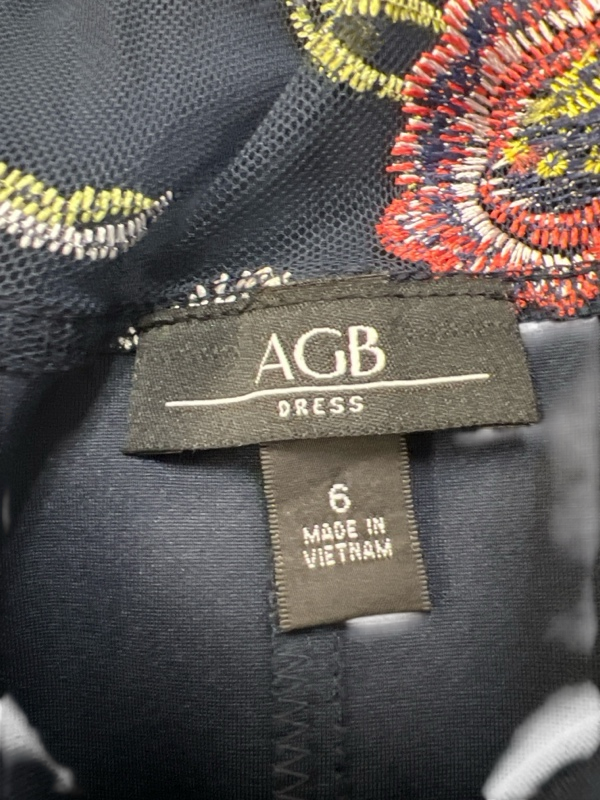 AGB Women's Navy Blue Embroidered Floral Shift Dress - 6 image 3