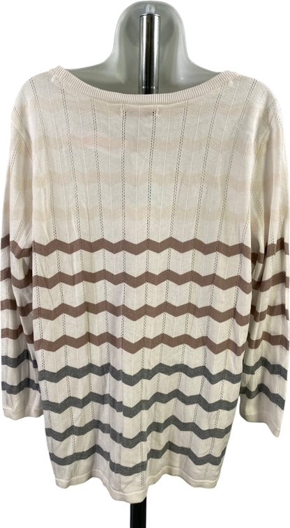 41 Hawthorn Women’s White Thin Knit Irene Pointelle Sweater -XXL image 2