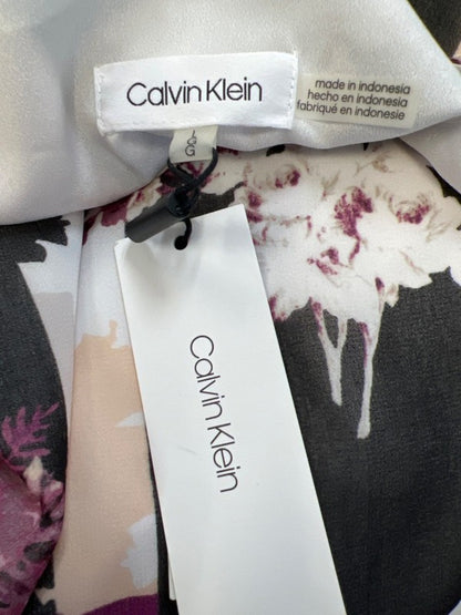 Calvin Klein Women's Purple/Black Long Sheer Sleeve V-Neck Blouse - L image 3