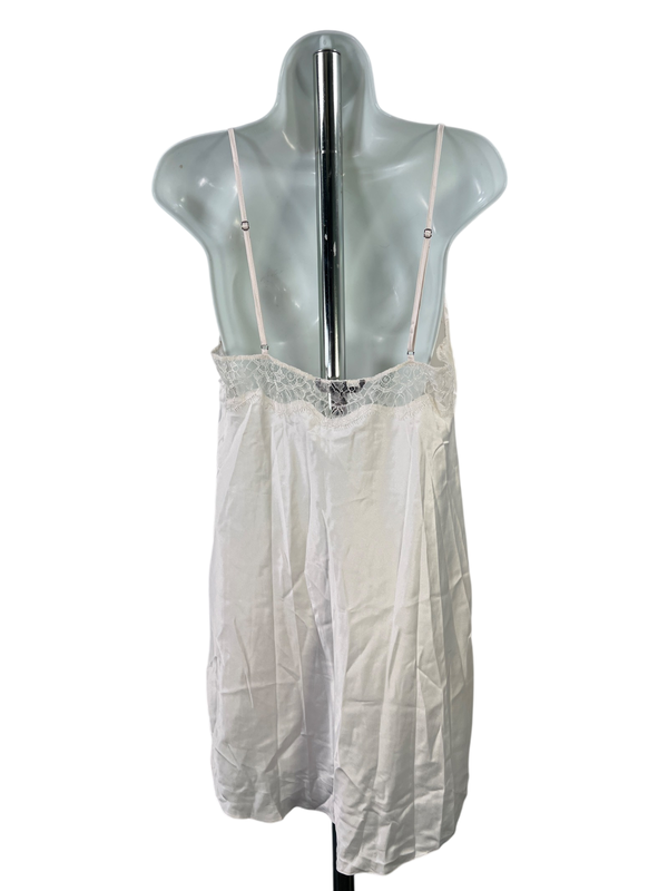 Victoria's Secret Women's Ivory/White Lace Trim Satin Slip Nightgown Dress - L image 2