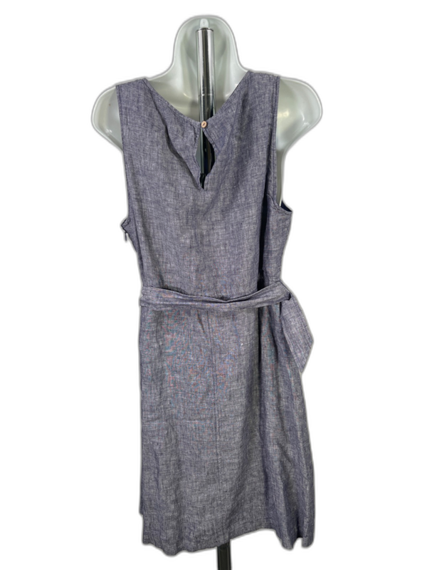 Tahari Women's Blue Sleeveless Linen Belted A-Line Dress - 8 image 2