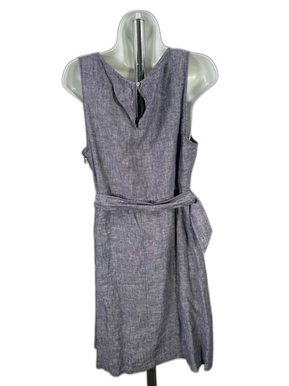 Tahari Women's Blue Sleeveless Linen Belted A-Line Dress - 8 image 2