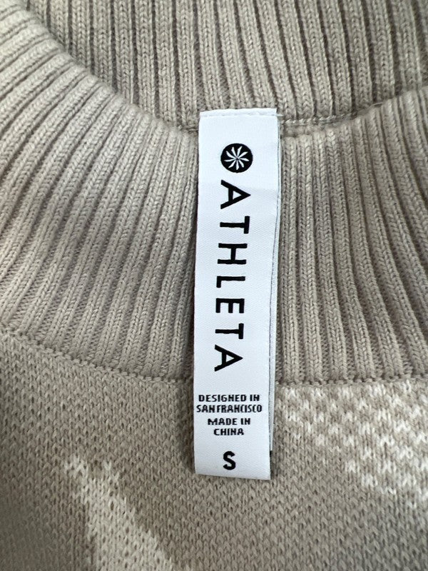 Athleta Women’s Beige Jacquard Textured Long Sleeve Sweater - S image 3