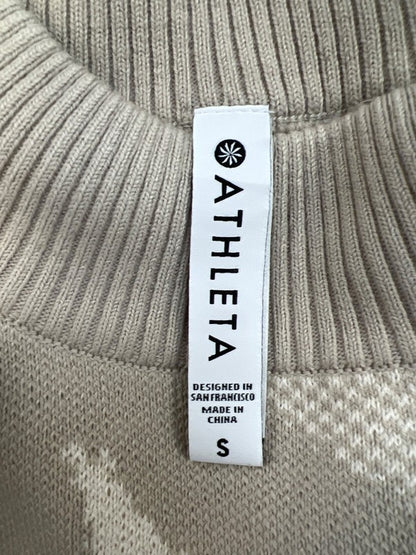 Athleta Women’s Beige Jacquard Textured Long Sleeve Sweater - S image 3
