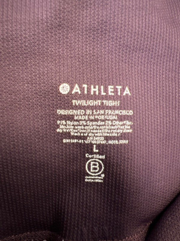 Athleta Women's Purple Metallic Twilight Tight Pull On Athletic Leggings - L image 3