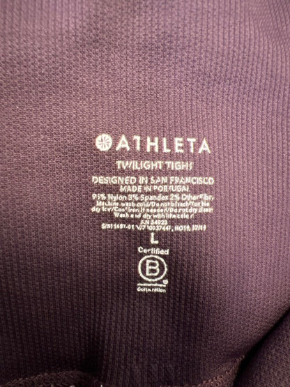 Athleta Women's Purple Metallic Twilight Tight Pull On Athletic Leggings - L image 3