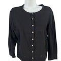 White House Black Market Women's Black Snap Button 3/4 Sleeve Sweater - L
