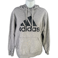 adidas Women's Gray Tiger Print Long Sleeve Pullover Terry Hoodie  Sweatshirt- S