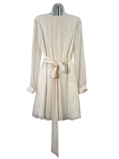 Ann Taylor Women's Ivory/White Textured A-Line Tie Waist Dress - 4 image 2