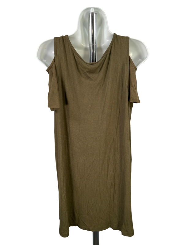 Avenue Women's Green Ribbed Cold Shoulder Short Sleeve Shirt - 14/16 image 2
