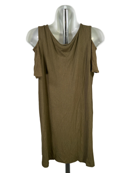Avenue Women's Green Ribbed Cold Shoulder Short Sleeve Shirt - 14/16 image 2