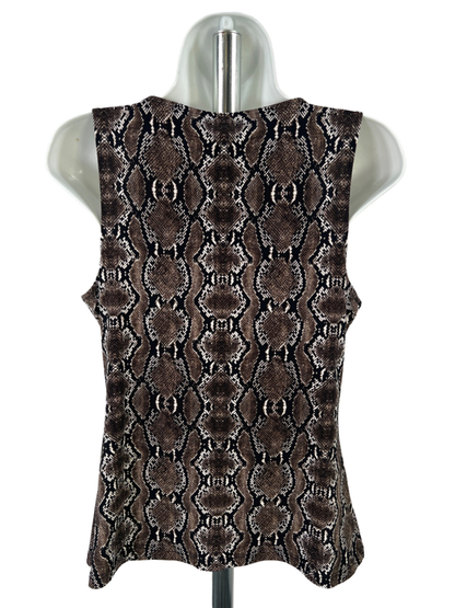 Calvin Klein Women's Brown/Black Snake Print Sleeveless Drape Front Tank Top - S image 2