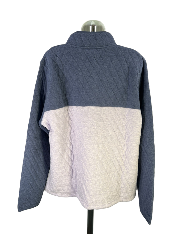 Orvis Women's Purple/Blue Colorblock Quilted 1/4 Snap Pullover Sweatshirt - XL image 2