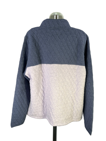 Orvis Women's Purple/Blue Colorblock Quilted 1/4 Snap Pullover Sweatshirt - XL image 2
