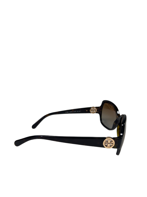 Tory Burch Women's Black Tortoise Frame Gold Logo Sunglasses W/ Case image 3