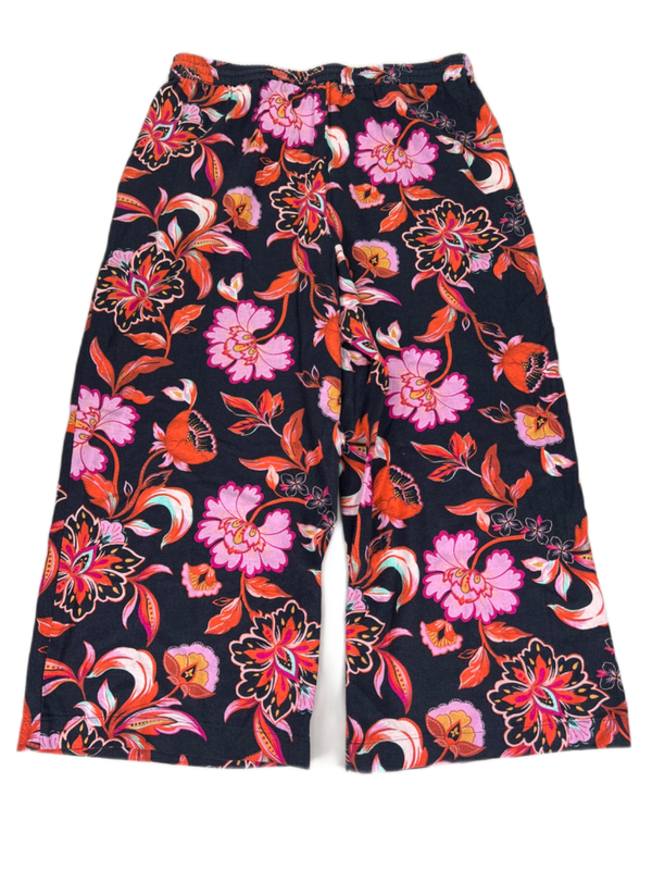 Laundry by Shelli Segal Womens Blue Floral Linen Blend Wide Cropped Leg Pants -L image 2