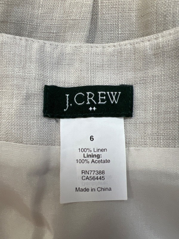 J Crew Women's Beige Linen V Neck Short Cap Sleeve Lined Sheath Midi Dress - 6 image 3