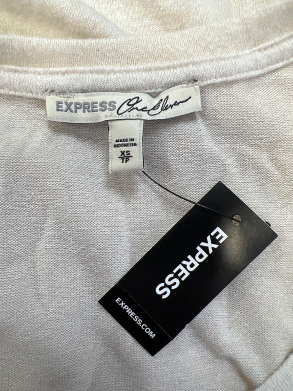 Express One Eleven Women's Ivory/Beige Short Sleeve V-Neck Plush Shirt - XS image 3