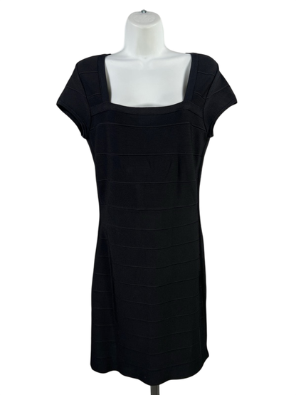 White House Black Market Women's Black Cap Sleeve Sheath Dress - S