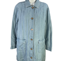 J Jill Denim Women's Blue Linen Blend Long Sleeve Button Up Mini Dress - M
