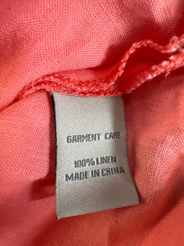 Castaway Women's Pink Linen Long Sleeve Tunic V-Neck Shirt - S image 4