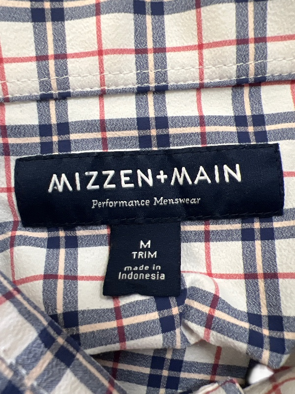 Mizzen Main Men's Blue/Red Plaid Long Sleeve Button Up Shirt - M image 3