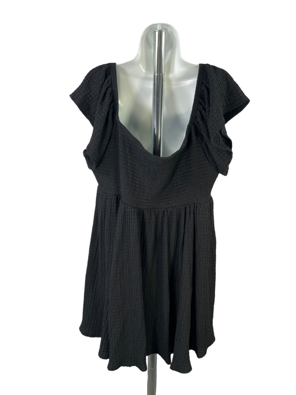 Torrid Women's Black Smocked Off The Shoulder Skater Mini Dress - Plus 3 image 2