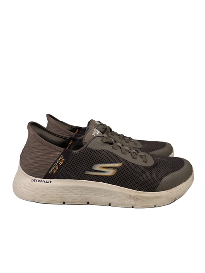 Skechers Men's Gray/Taupe Slip-In Go Walk Hands Free Sneakers - 11 Extra Wide