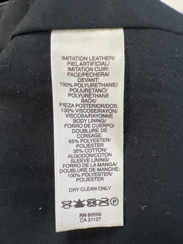 DKNY Women's Black Faux Leather Full Zip Moto Jacket - L image 4