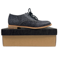 All Black Women's Gray Spotted Sleek Fur Ox Lace Up Oxford Shoes - 37.5/US 7
