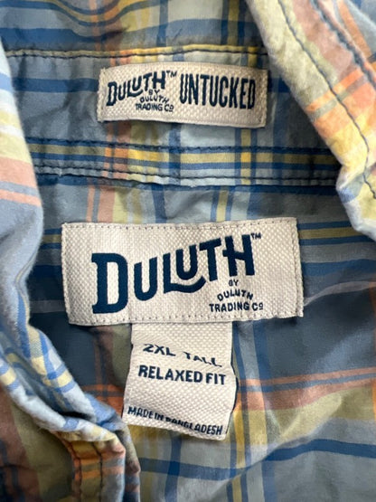 Duluth Trading Men's Blue Plaid Relaxed Short Sleeve Button Up Shirt - 2XL Tall image 3
