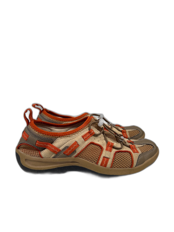 Lands End Women's Tan/Orange Trekker Hiking Water Trail Shoes - 9