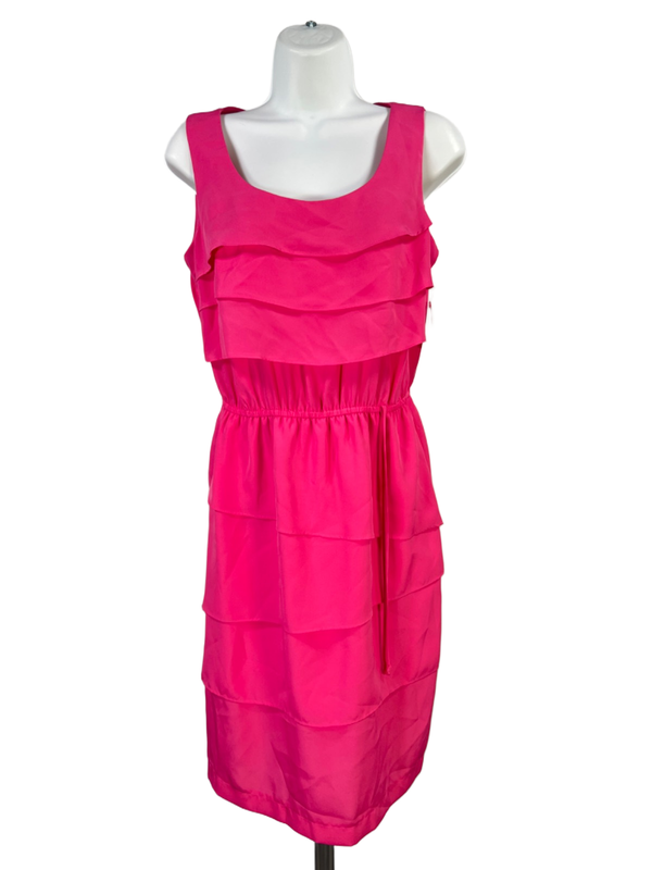 Dressbarn Women's Pink Roz & Ali Scoop Neck Layered Sleeveless Midi Dress - 4