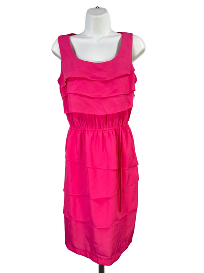Dressbarn Women's Pink Roz & Ali Scoop Neck Layered Sleeveless Midi Dress - 4