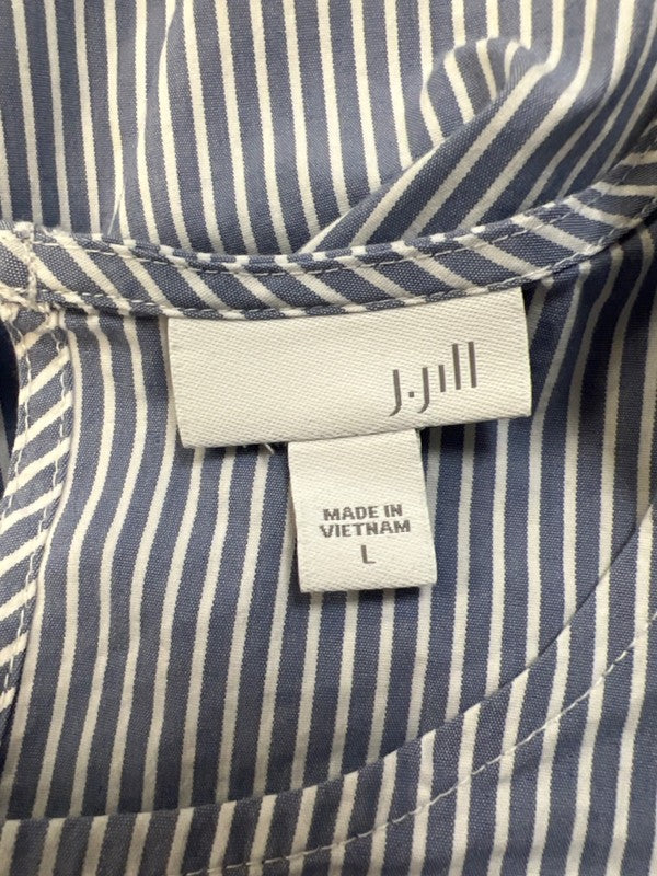 J.Jill Women's Blue/White Striped 3/4 Sleeve Tie Front Blouse - L image 3