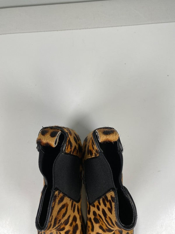 Nine West Women’s Brown Leopard Print Honor Cow Hair Chelsea Boots - 6 image 3