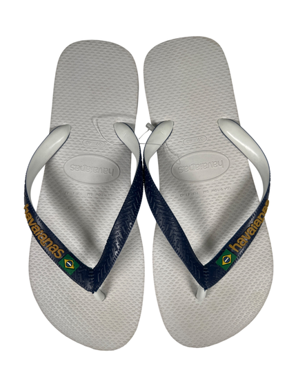Havaianas Unisex White/Blue Brasil Casual Flip Flops - Women's 9/10 image 3