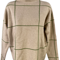 Tahari Women’s Beige/Green Long Sleeve Mock Neck Sweater - S