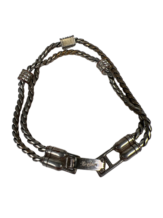 Brighton Women's Silver Plated Twisted Rope Rhinestone Bracelet