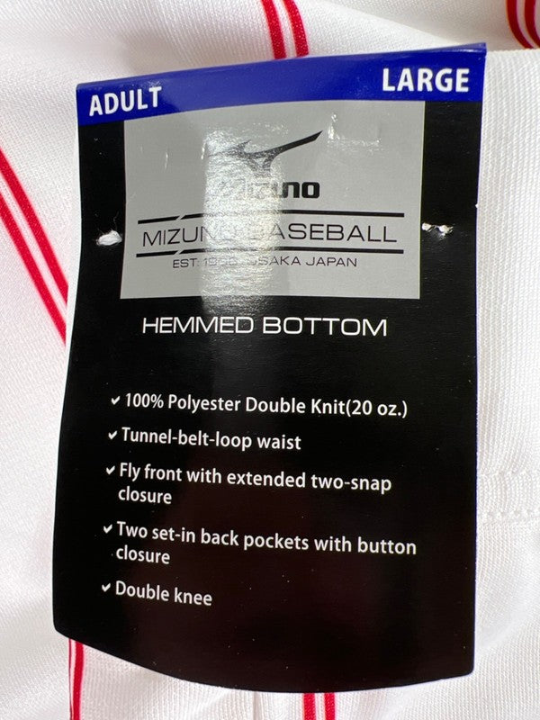 Mizuno Men's White/Red Pinstripe Pro Snap Button Baseball Pants - L image 3