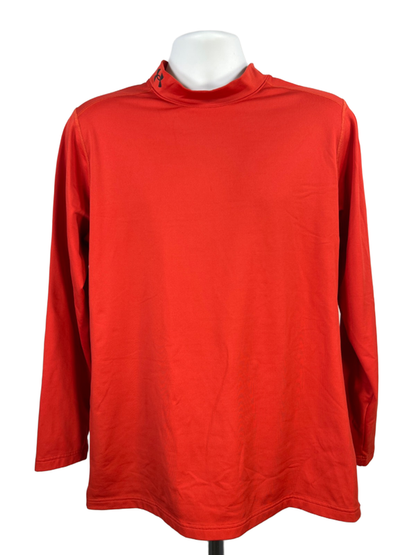 Under Armour Men's Orange Coldgear Fitted Fleece Mock Long Sleeve Shirt - XL