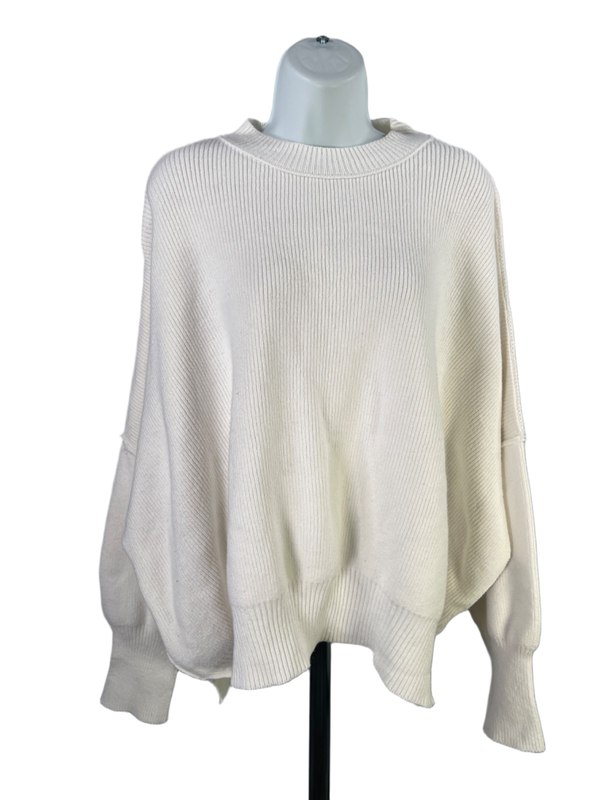 Free People Women's White Easy Street Oversized Long Sleeve Tunic Sweater - M