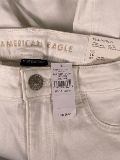 American Eagle Women's White Ripped Distressed Stretch Low Rise Jeans - 10 image 3