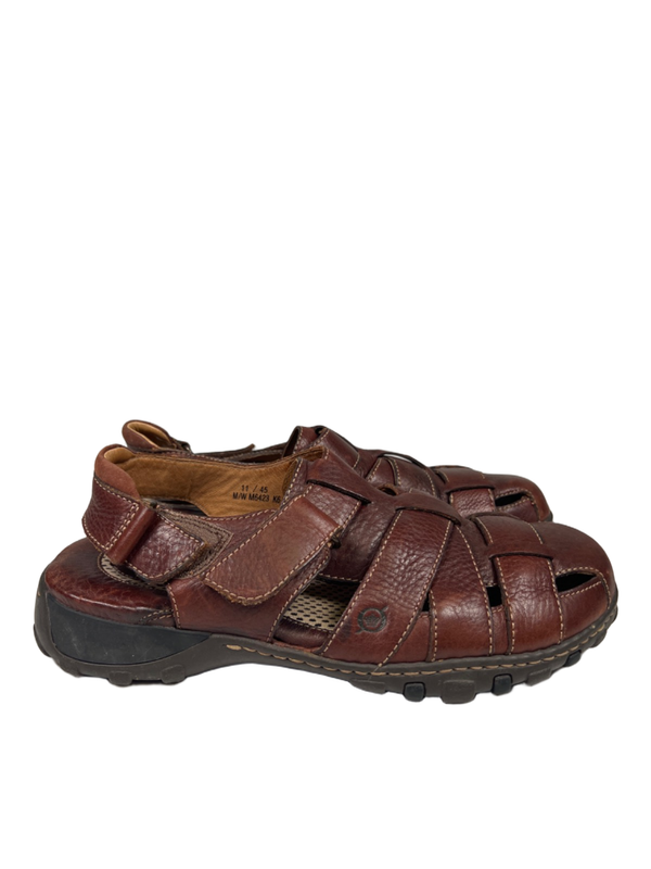 Born Men's Brown Leather Woven Slingback Fisherman Sandals - 11/45