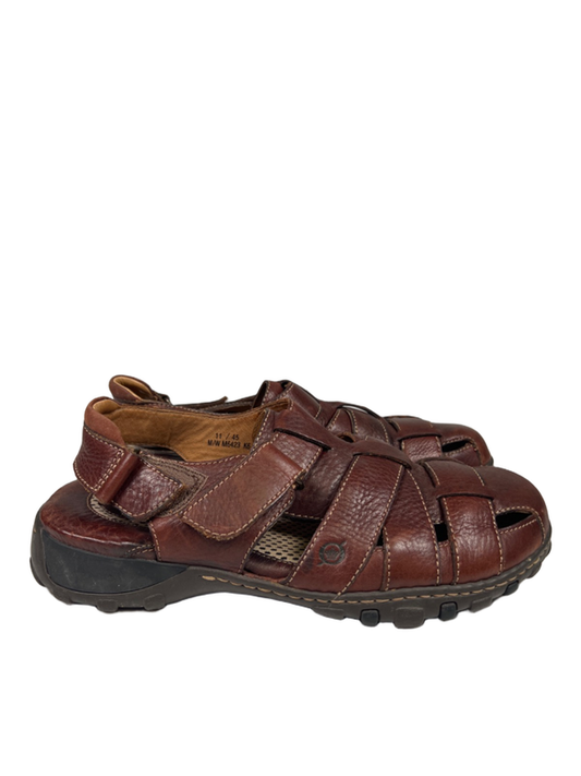 Born Men's Brown Leather Woven Slingback Fisherman Sandals - 11/45