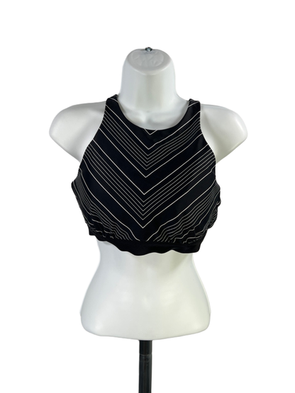 Athleta Women's Black/White Chevron High Neck Bikini Bathing Suit Top - 34D/DD