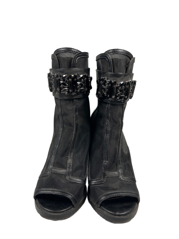 Karl Lagerfeld Women's Black Paris Blayze Peep Toe Mesh Bootie High Heels - 6.5 image 2