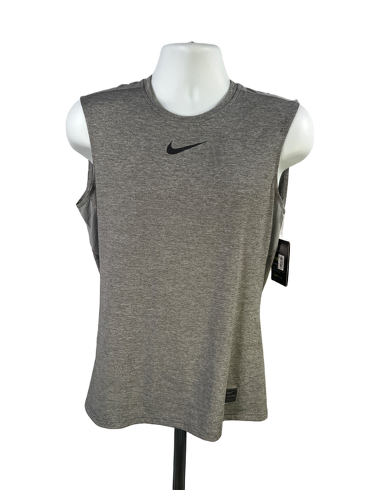 Nike Pro Men’s Gray Dri-Fit Training Fitted Athletic Tank Top - M